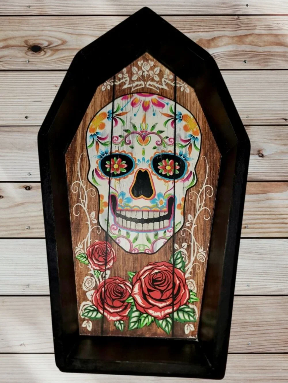 Set of 2 -Day of the Dead-Skull Coffin Shadowbox Wall Decor - Dia de los Muertos
